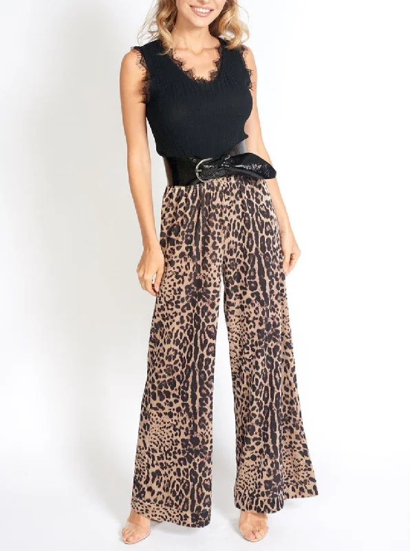 Bianca Velvet Pants in Leopard Print