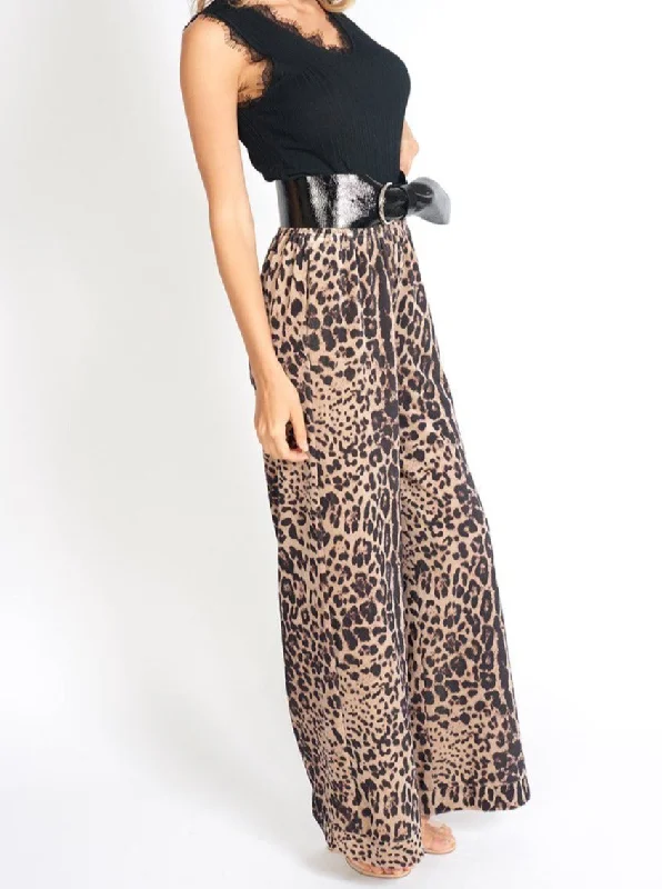 Bianca Velvet Pants in Leopard Print