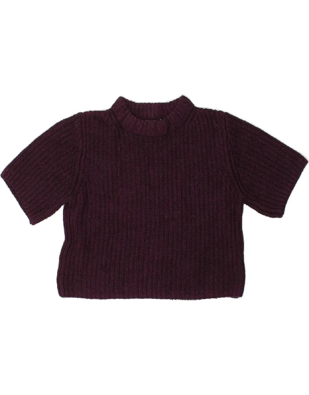 COS Womens Short Sleeve Turtle Neck Jumper Sweater UK 14 Medium Purple