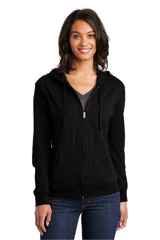 District Womens Full Zip Hooded Sweatshirt Hoodie - Black