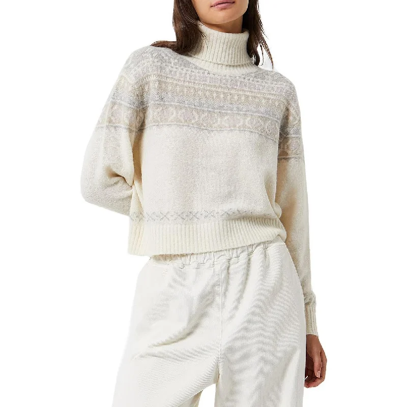 French Connection Womens Fair Isle Knit Turtleneck Sweater