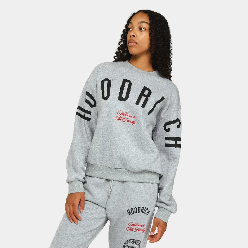 Hoodrich Women's OG Match Crewneck Heather Grey / Black - Mars Red