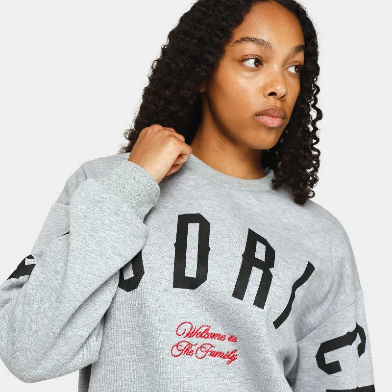 Hoodrich Women's OG Match Crewneck Heather Grey / Black - Mars Red