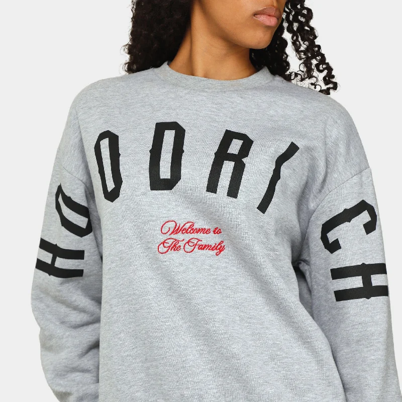 Hoodrich Women's OG Match Crewneck Heather Grey / Black - Mars Red