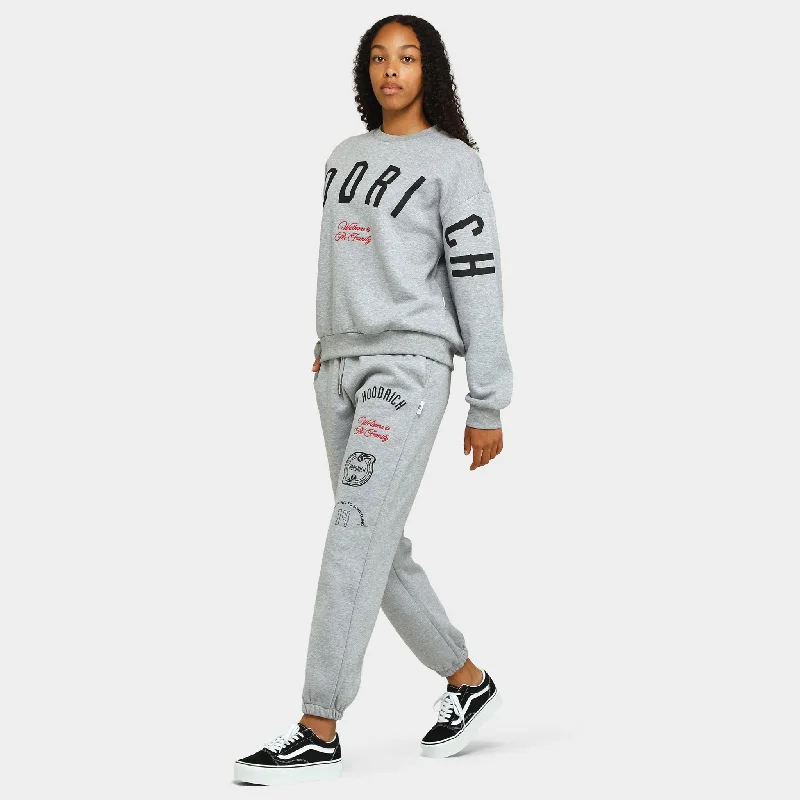 Hoodrich Women's OG Match Crewneck Heather Grey / Black - Mars Red