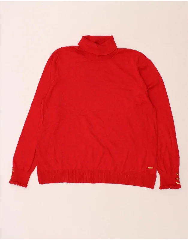 JOULES Womens Roll Neck Jumper Sweater UK 16 Large Red Cotton