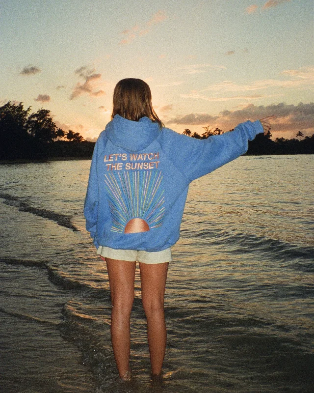 ""Let's Watch the Sunset"" Oversized Lux Hoodie in Blue