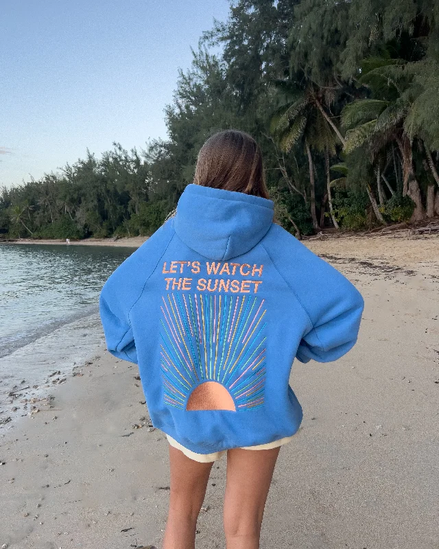 ""Let's Watch the Sunset"" Oversized Lux Hoodie in Blue