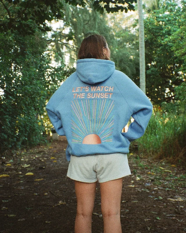 ""Let's Watch the Sunset"" Oversized Lux Hoodie in Blue