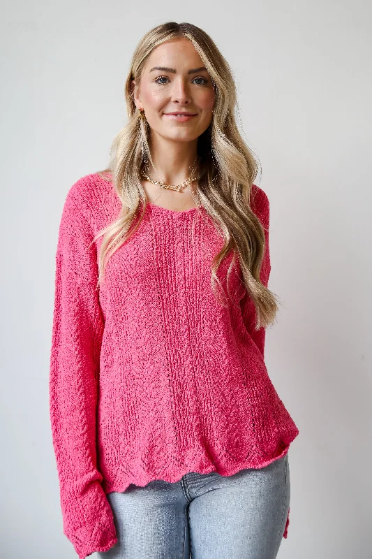 FINAL SALE - Pure Radiance Fuchsia Lightweight Knit Top