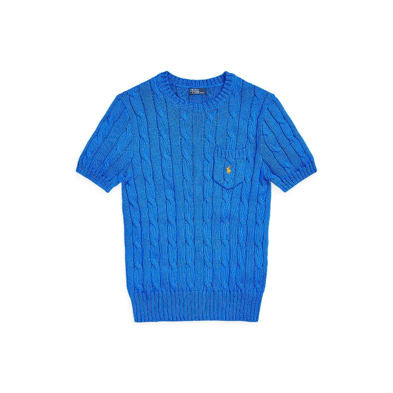 Polo Ralph Lauren - Cable-Knit Cotton Short-Sleeve Sweater - Colby Blue