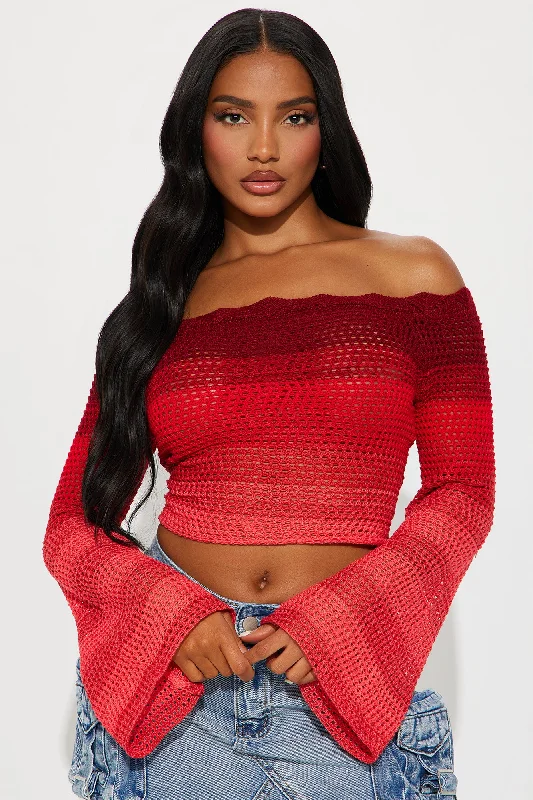 Summer Sunsets Off Shoulder Crochet Top - Red/combo