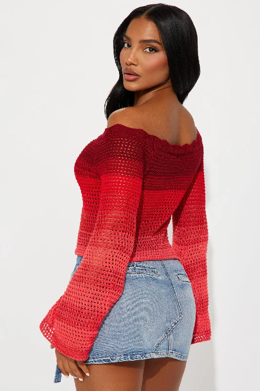 Summer Sunsets Off Shoulder Crochet Top - Red/combo