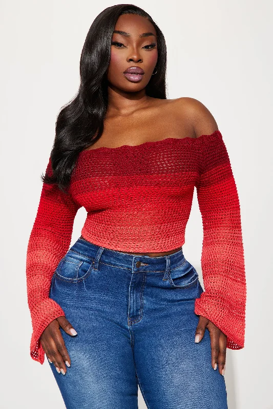 Summer Sunsets Off Shoulder Crochet Top - Red/combo