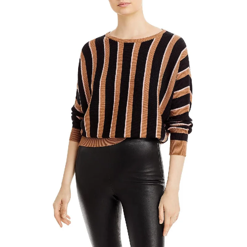 T Tahari Womens Boatneck Striped Pullover Sweater