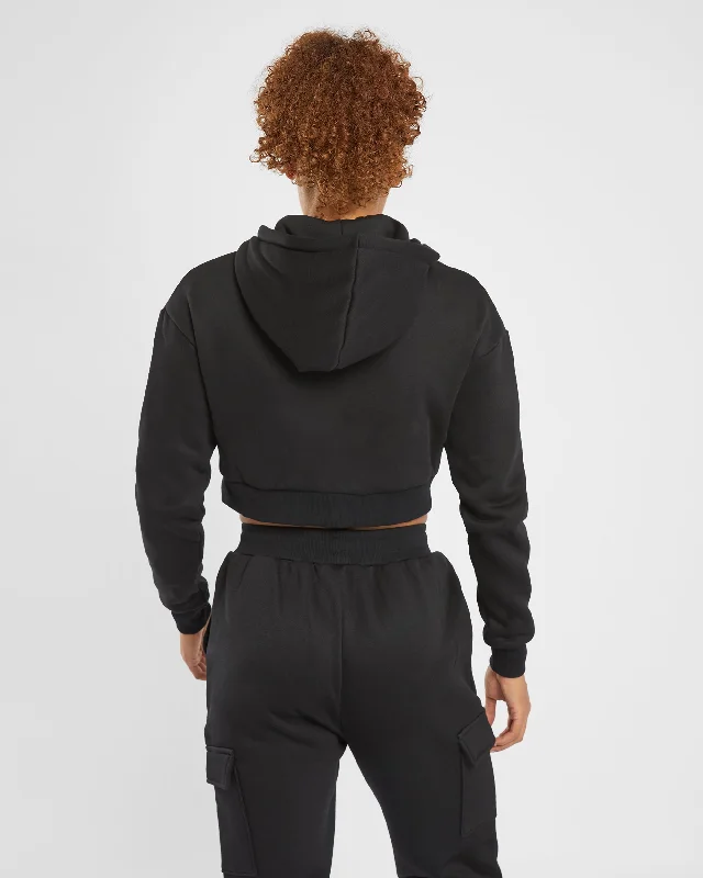 Utility Zip Up Hoodie - Black