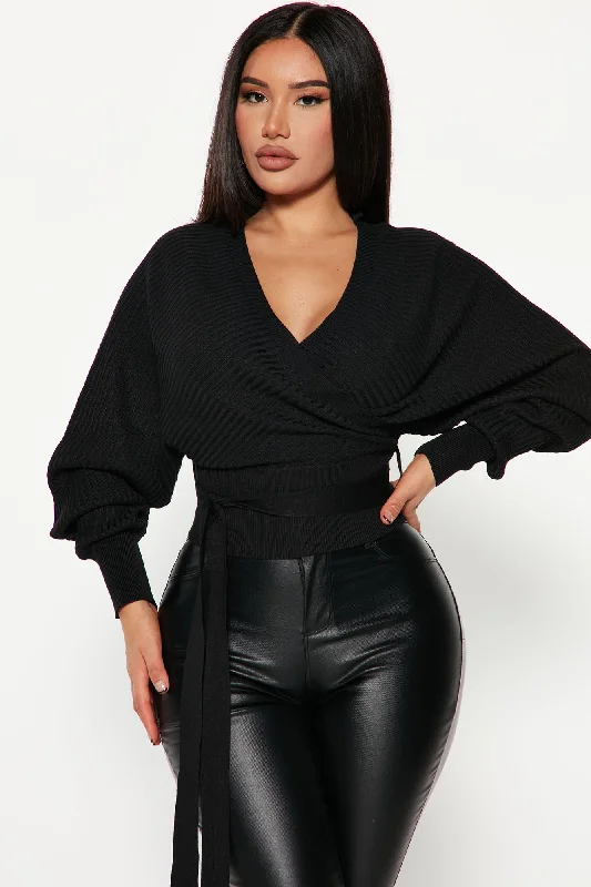 Warmest Occasion Wrap Sweater - Black