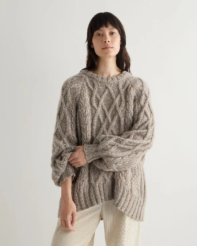 Women's Hero Cable Cashmere Sweater Marble Marl