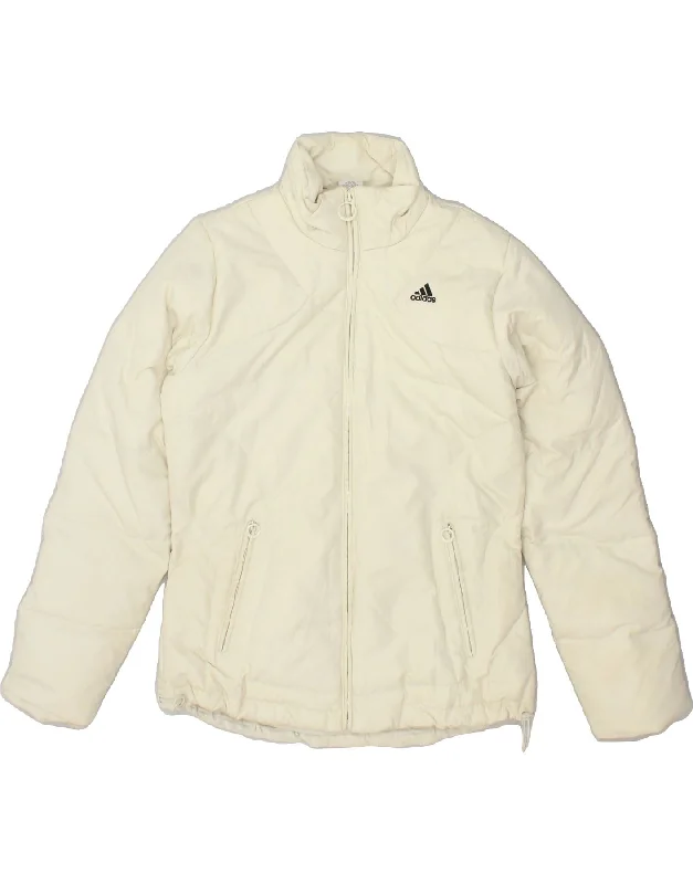 ADIDAS Womens Padded Jacket UK 10 Small Off White Polyester