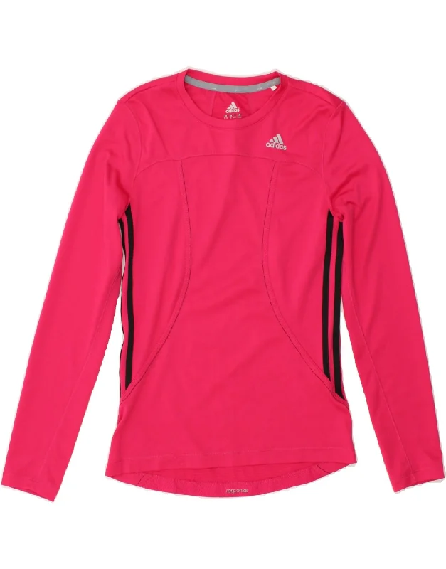 ADIDAS Womens Running Top Long Sleeve UK 4/6 XS Pink