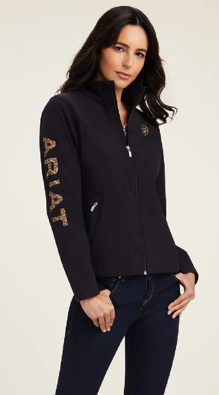 Ariat Women's New Team Softshell Jacket - BLACK/LEOPARD