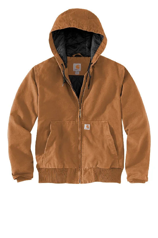 Carhartt Womens Active Washed Duck Full Zip Hooded Jacket - Carhartt Brown