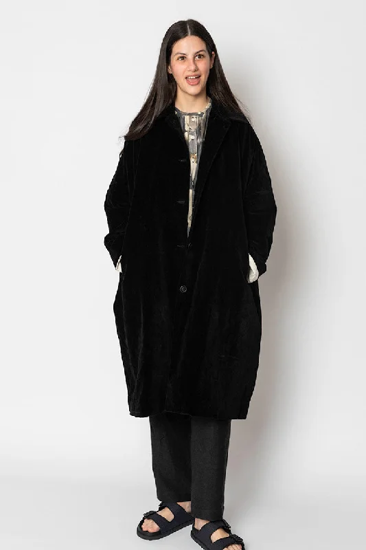 Big Blobby Linen Velvet Coat - Black