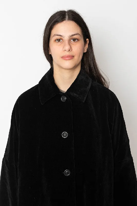 Big Blobby Linen Velvet Coat - Black