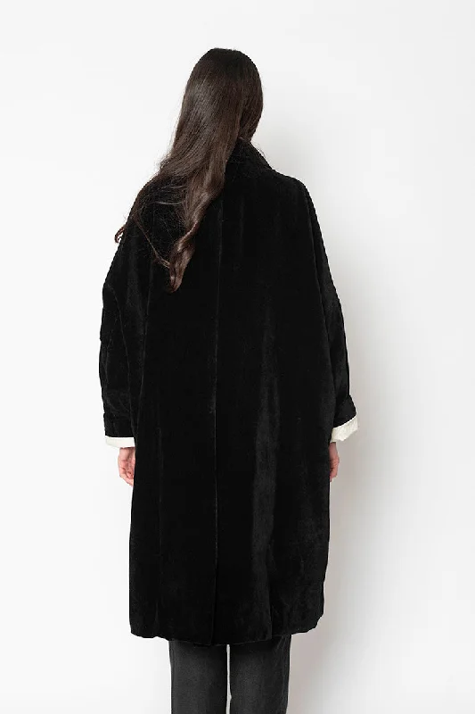 Big Blobby Linen Velvet Coat - Black