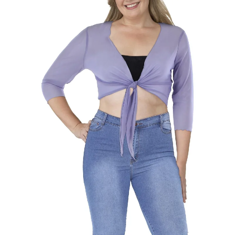 Connected Apparel Womens Petites Open Front Drapey Bolero