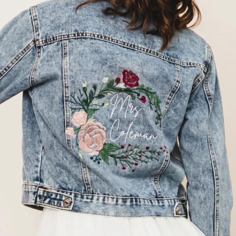 Floral Initial Denim Jacket