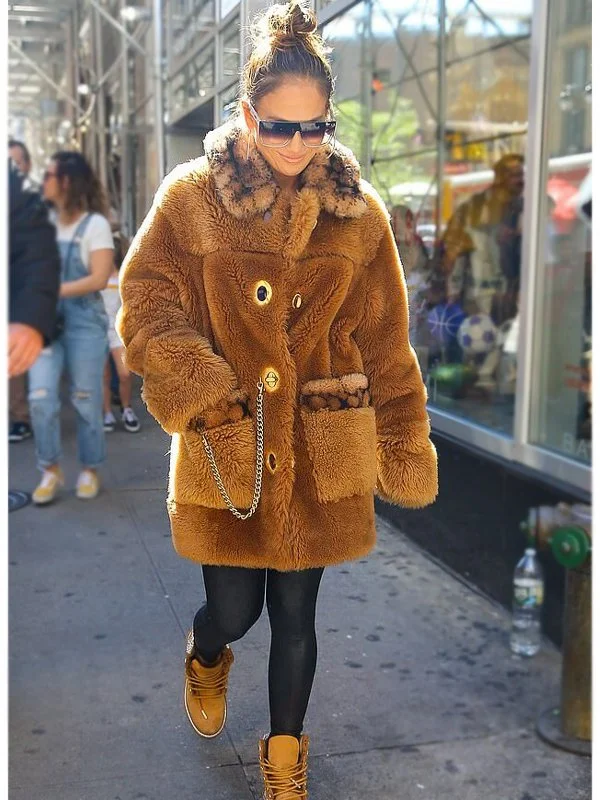 Jennifer Lopez Faux Fur Coat