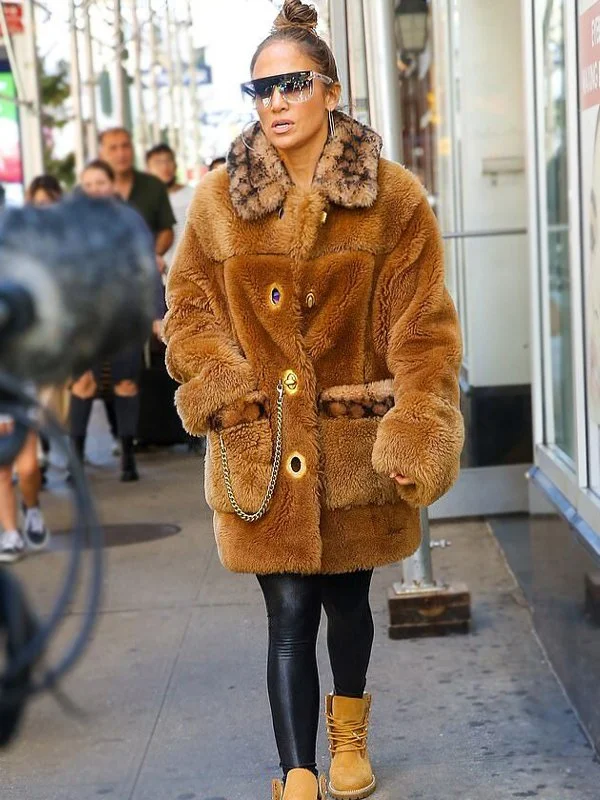 Jennifer Lopez Faux Fur Coat