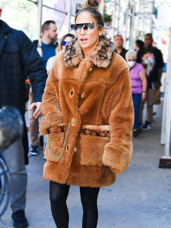 Jennifer Lopez Faux Fur Coat