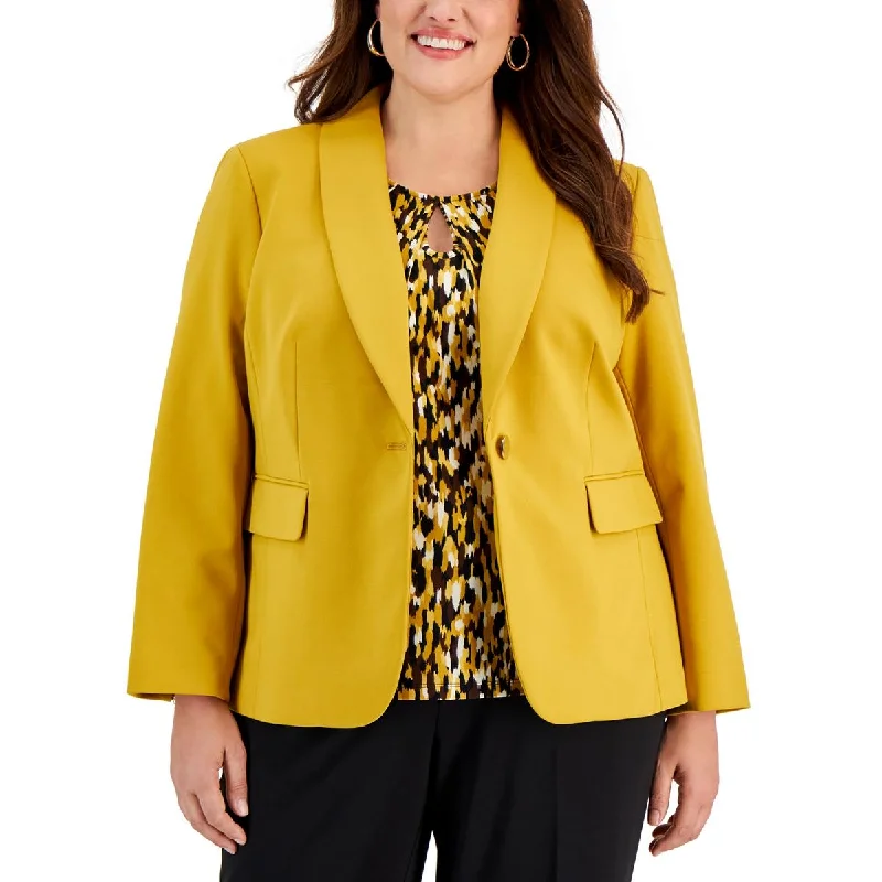 Kasper Womens Plus Shawl Collar Suit Separate One-Button Blazer