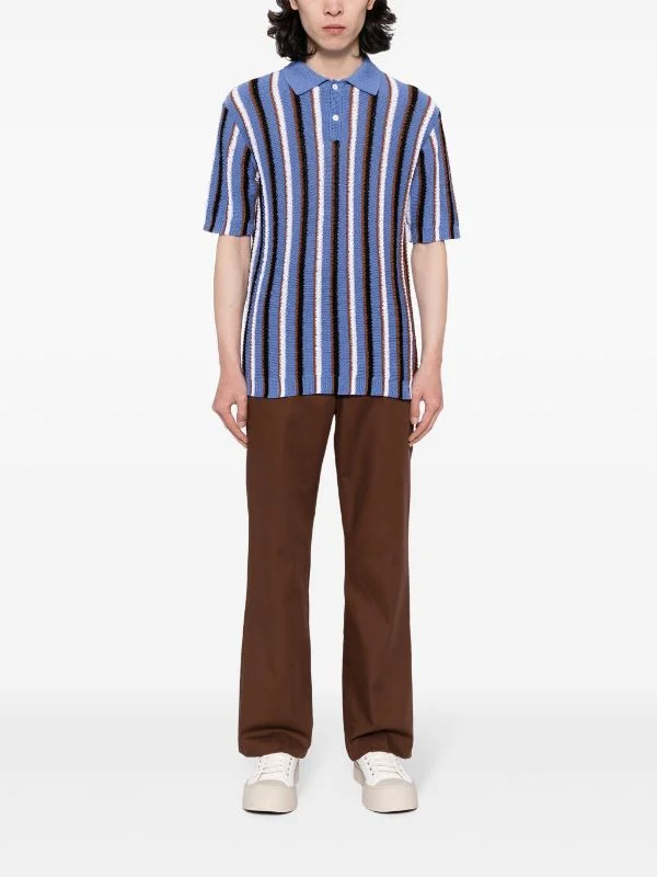 MARNI Cotton Cable Striped Polo Shirt