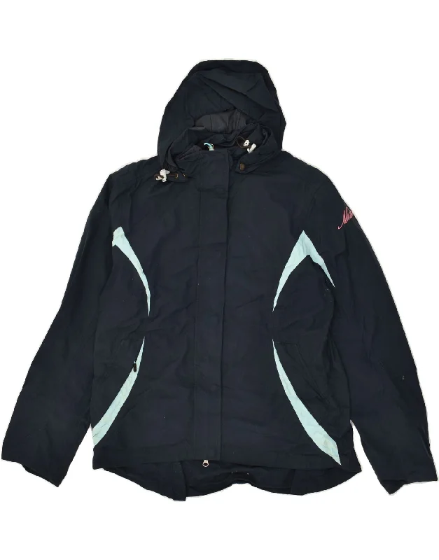 MUSTO Womens Hooded Windbreaker Jacket UK 14 Large   Navy Blue Colourblock