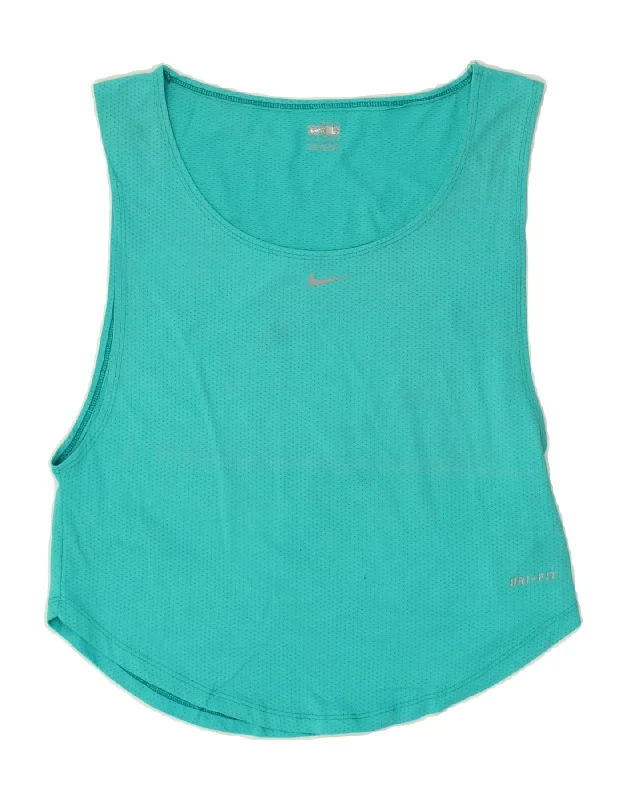 NIKE Womens Dri Fit Vest Top UK 14 Large Turquoise