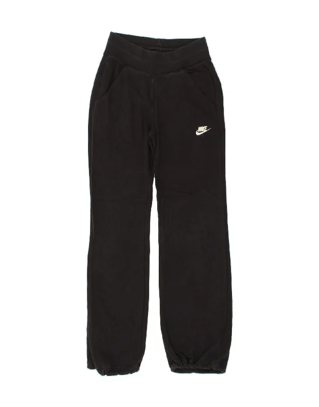 NIKE Womens Tracksuit Trousers UK 8/10 Small Black Cotton