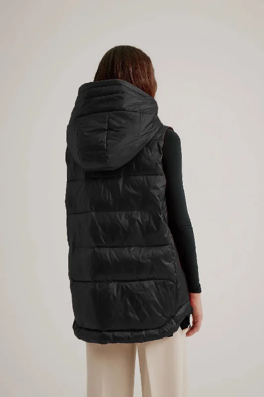 Oversized Hooded Vest - Black