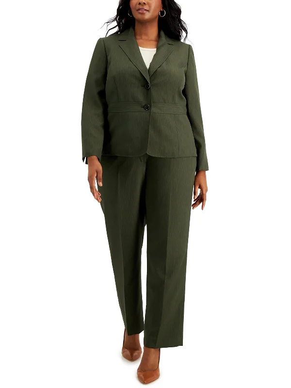 Plus Womens Suit Separate Office Two-Button Blazer