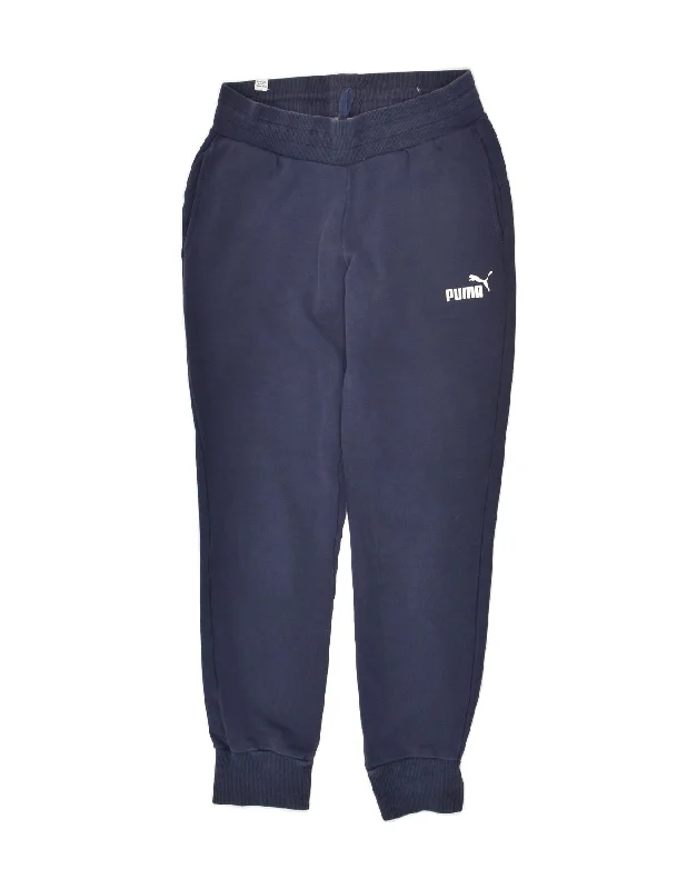 PUMA Womens Tracksuit Trousers Joggers UK 6 XS Navy Blue Cotton