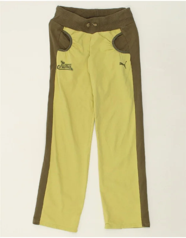 PUMA Womens Tracksuit Trousers UK 8 Small Yellow Cotton