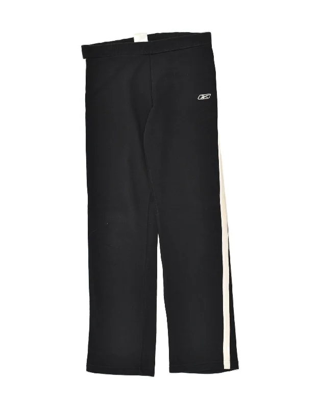 REEBOK Womens Tracksuit Trousers UK 12 Medium Black Cotton