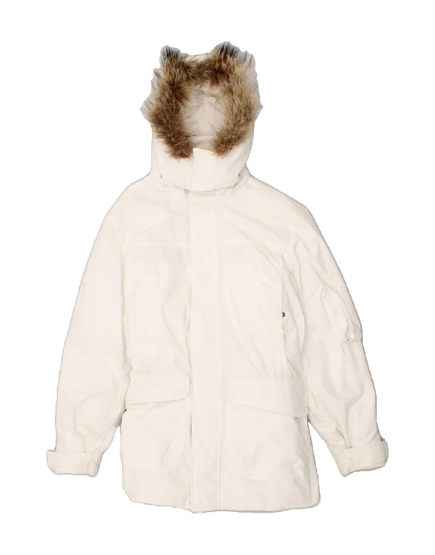 SERGIO TACCHINI Womens Hooded Parka Jacket UK 14 Medium Off White