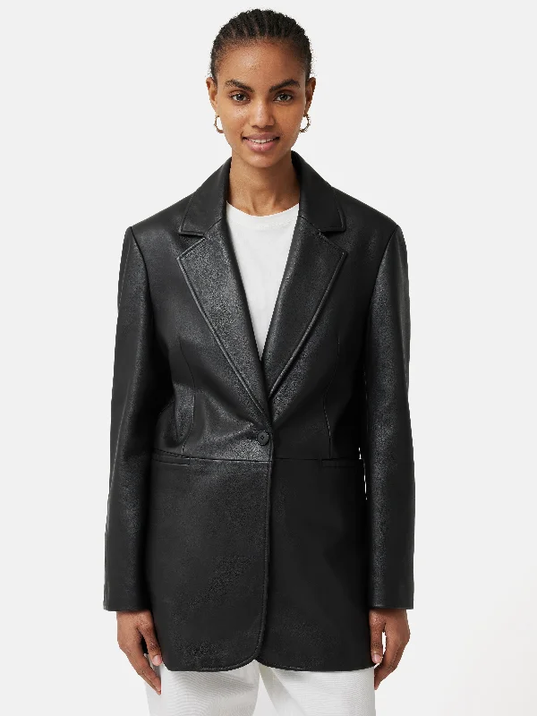 Tailored Leather Blazer | Black