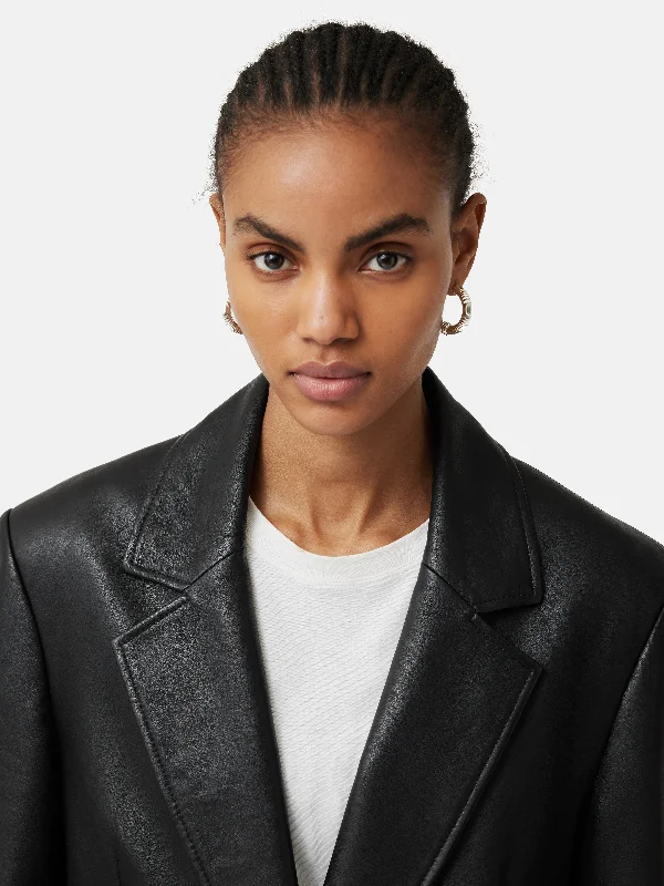 Tailored Leather Blazer | Black