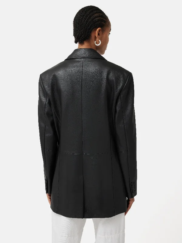 Tailored Leather Blazer | Black