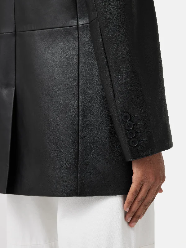 Tailored Leather Blazer | Black