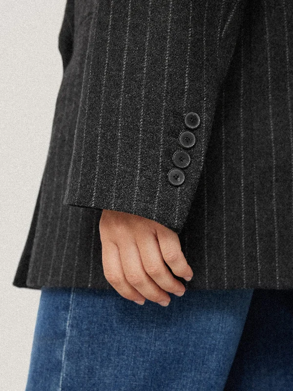 Tatton Italian Wool Pinstripe Blazer | Grey